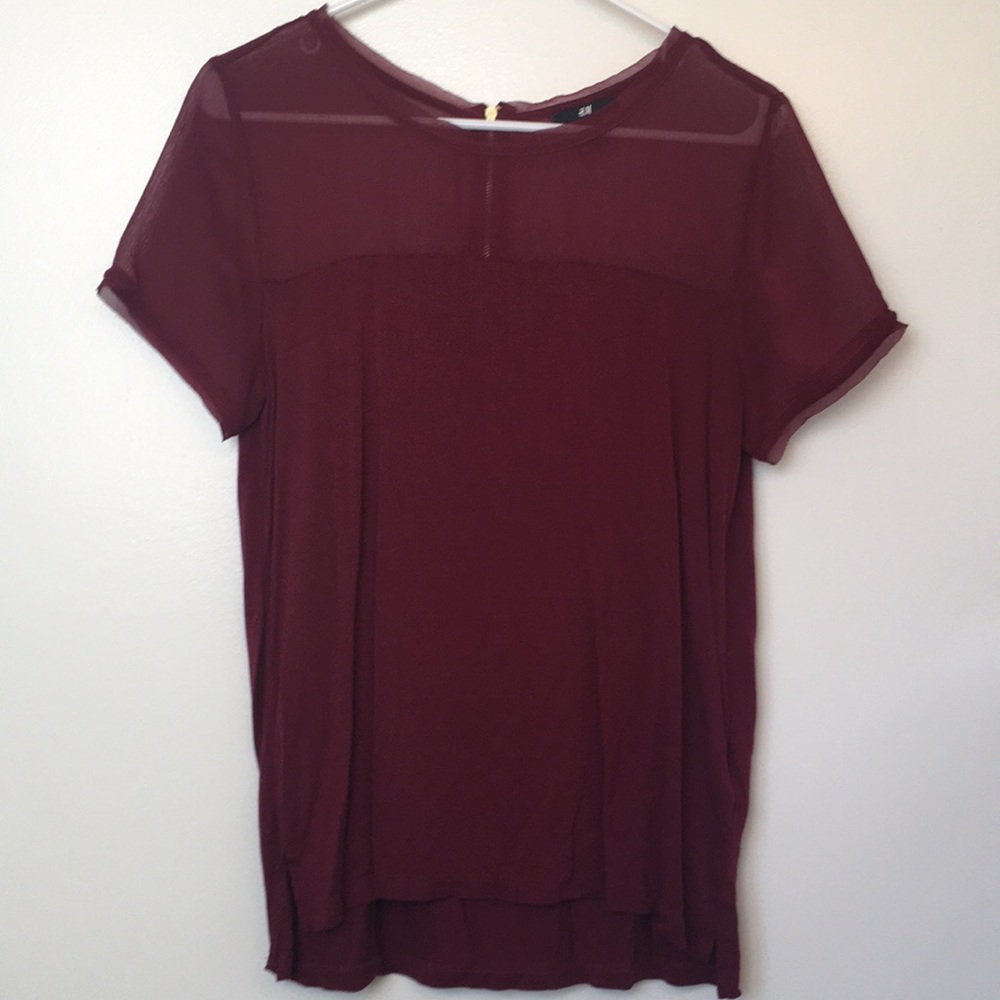 Maroon short-sleeved top